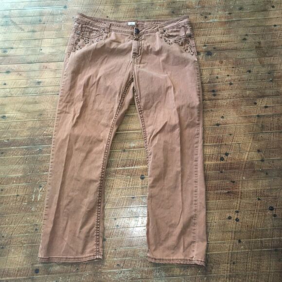 Reba light brown beaded pocket western straight leg jeans - Picture 1 of 4